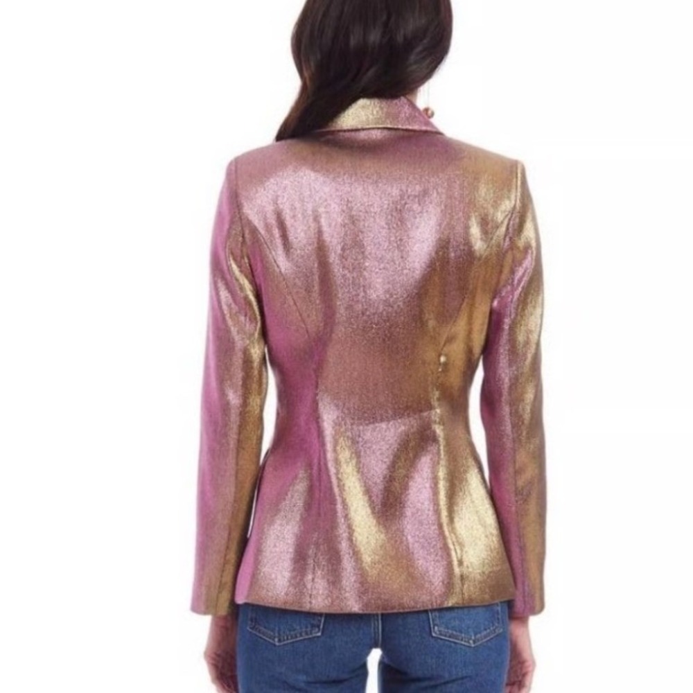 Amanda Uprichard‎ Metallic Blazer Size Large Purple Aldridge Haze Partywear - Picture 2 of 9